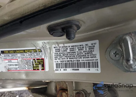 2008 Honda Civic Ex из США, поврежденный, VIN 1HGFA16878L017304